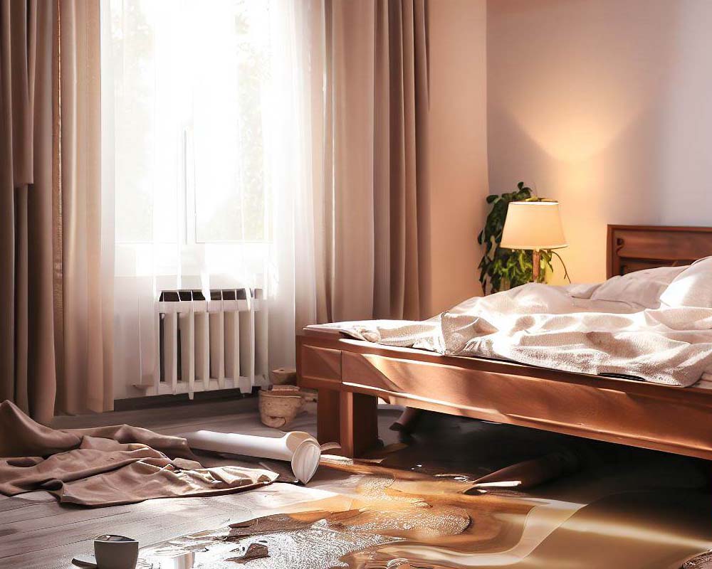 Halószoba beázás, csőtörés